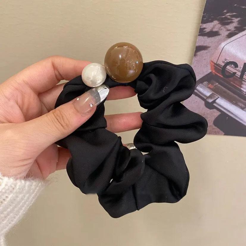 Encaje de flor coreana Encaje de intestino grueso Anillo de cabello femenino Cabeza de flor de viento pastoral Cuerda de cabeza de bola de gran tamaño Accesorios para el cabello de alta calidad