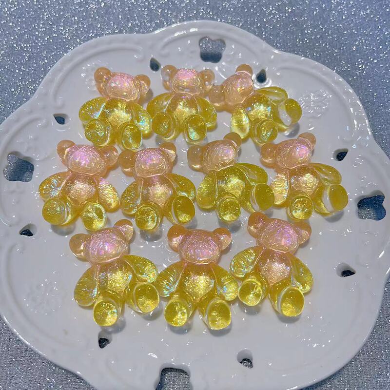 【双色冰透坐坐大熊】卡37×30mm萤火虫夜光 手工DIY饰品-树脂|undefined