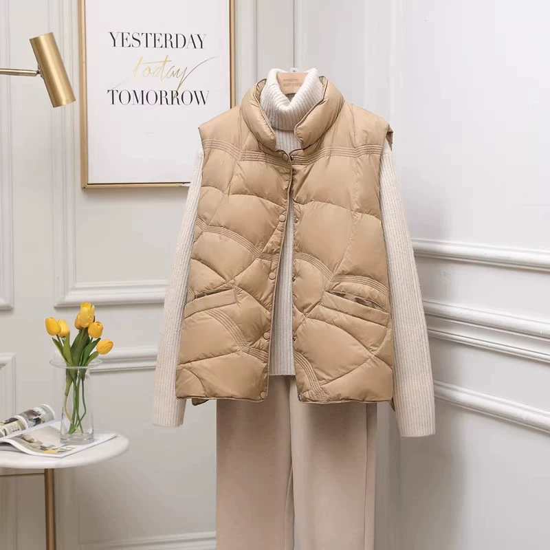 Light and thin short vest with down, plus size