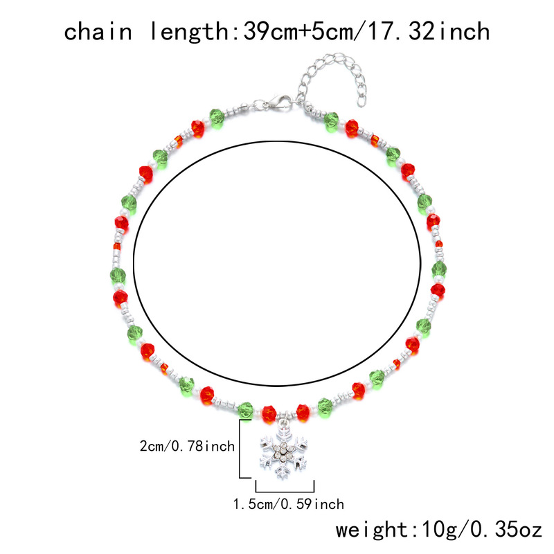 厂家直销跨境新款圣诞米珠项链创意百搭圣诞老人拐杖吊坠项链批发|undefined