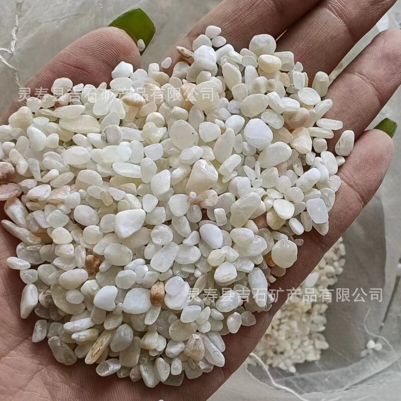 Beige Jade Pebbles, Crushed Stones for Gardens, Landscape, Water-Washed Adhesive Stones, White Gravel, Pebbles