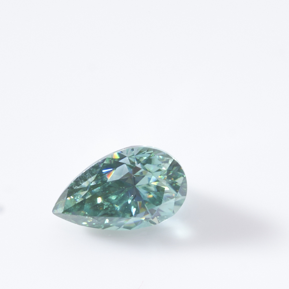 Peras / gotas de agua color azul-verde Moissanite con certificado de cintura tamaño tarjeta de plata negra / joyería de oro K