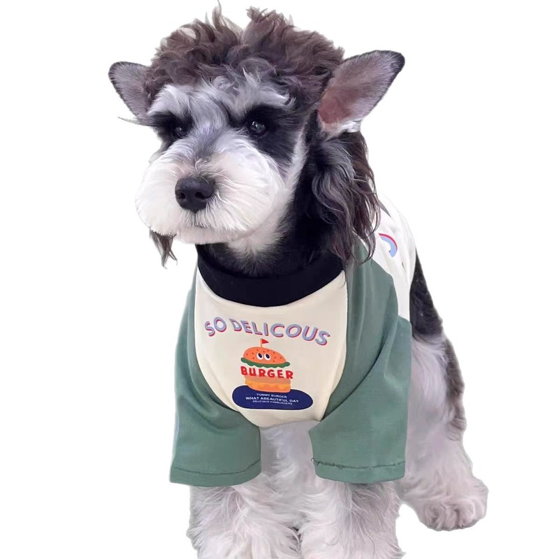 犬服新しい夏のペット夏カラーマッチングハンバーガーシュナウザーテディ小型犬ペット用品服|undefined