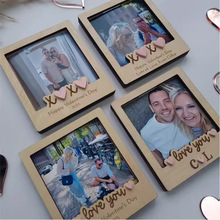 个性化雕刻名字打印图片冰箱贴木质情人节照片相框男友老公礼物品