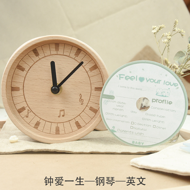 Clock pequeño creativo, decoración para niños, caja de dientes de leche de madera, caja de dientes de leche de reloj de amor de por vida