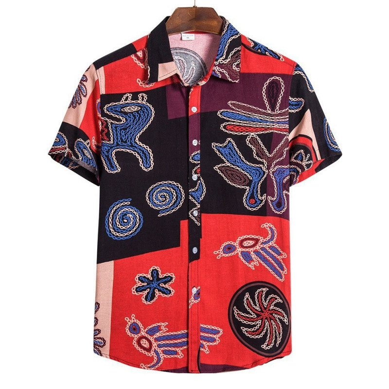 3D Digital Printing Trendy Loose-Fitting Men's Short-Sleeved Shirt Top 2026 New Cross-Border Foreign Trade Model Amazon