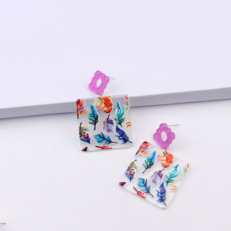 18g Weight Drop Earrings Classification 1 Pair Quantity Daily Occasion Acrylic Material Flower Pattern Women'S Gender Stoving Varnish Design Retro Style 1 Pair Retro Flower Stoving Varnish Arylic Drop Earrings 7