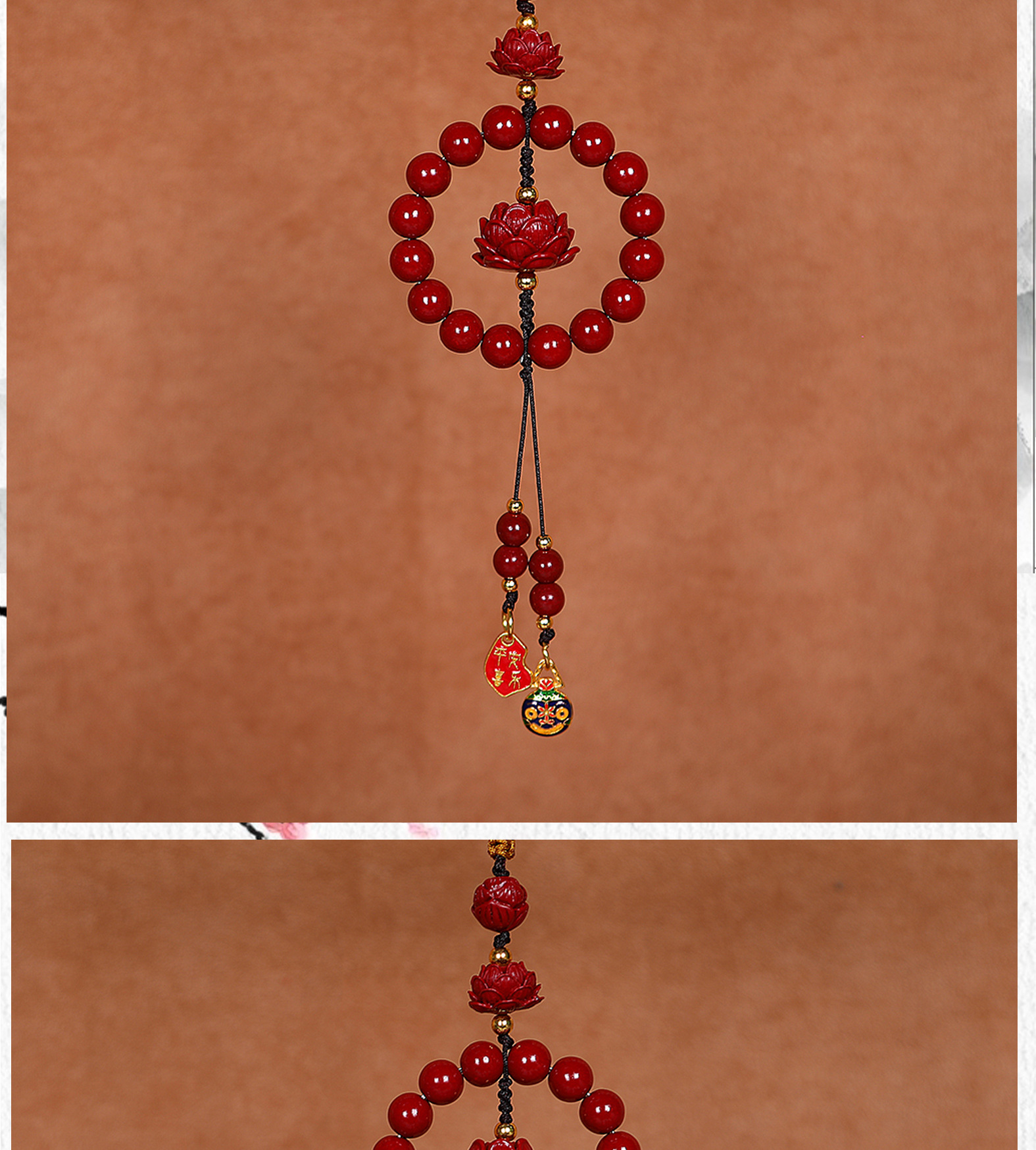Purple Sandstone Car Pendant with a High-End Feel, Cinnabar Lotus Car Hanging Ornament for the Year of Birth, Rearview Mirror for Safety, Men