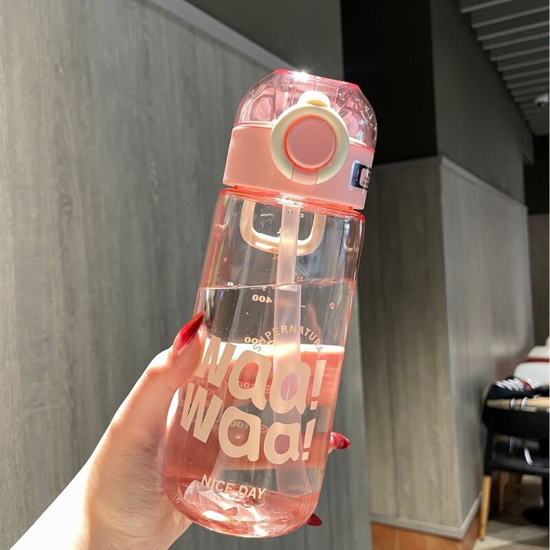 新しいシンプルなスケールロックバックル、持ち上げロープ付きプラスチックストローカップ、落下防止屋外学生男性と女性の屋外プラスチックカップ|undefined