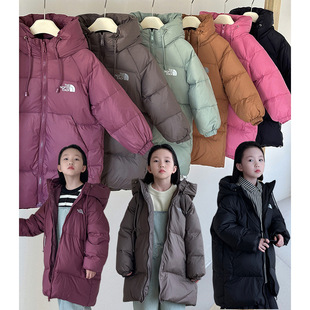 Autumn and Winter New Mid-Length Off-Season Kidsren's Velvet Silk Feather Silk Clothing for Boys and Girls Fashionable Kidsren's Clothing Cold-Proof Jacket