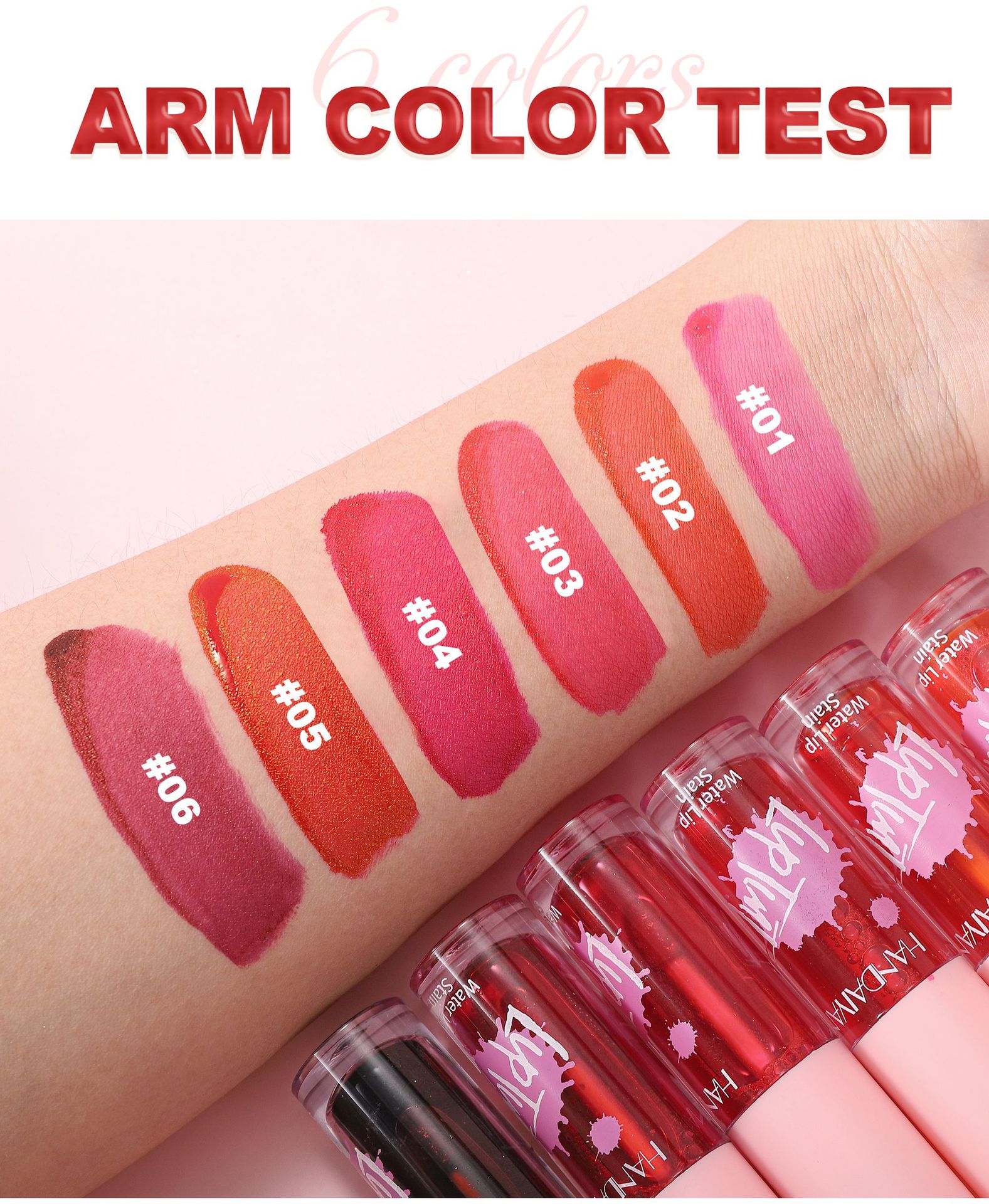 HANDAIYAN, a cross-border lipstick and watercolor makeup bestseller, offers 6 colors of long-lasting moisturizing lip gloss and non-stick cup dye lip liquid undefined
