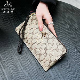 Wallet Women's Long 2025 New Printed Wallet Women's Multifunctional Zipper Large Capacity Card Holder Handheld Mobile Phone Bag Trendy