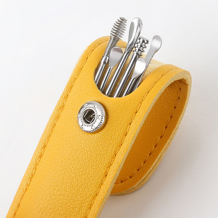 Household portable ear scoop six-piece set spiral spring ear picking tool ear picking set six-piece set ear scoop