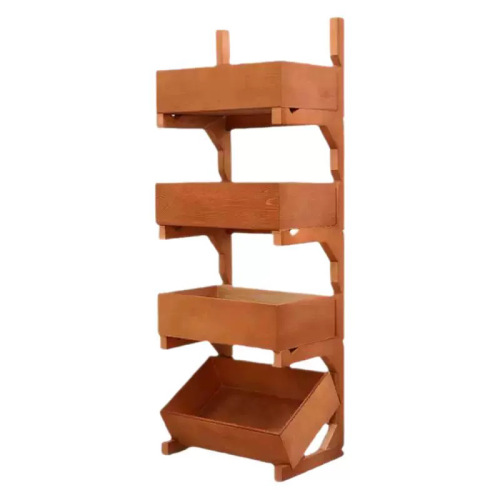 Three-layer solid wood freestanding adjustable home living room fruit and vegetable kitchen snack storage rack, customizable in bulk