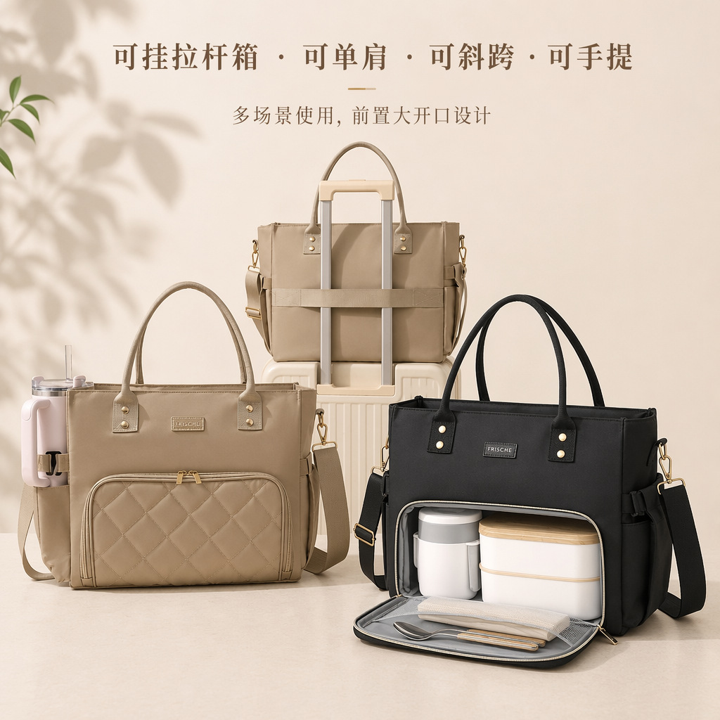 Beilian single-shoulder insulated bag, portable lunch box bag, insulated lunch bag for office workers, can be worn cross-body, multi-layer lunch bag for commuting