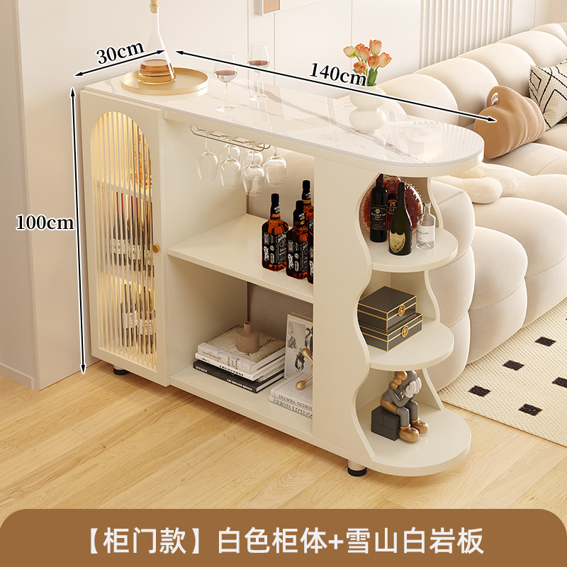 奶油风吧台桌子家用酒柜实木隔断柜客厅岩板餐边柜厨房可移动橱柜|undefined
