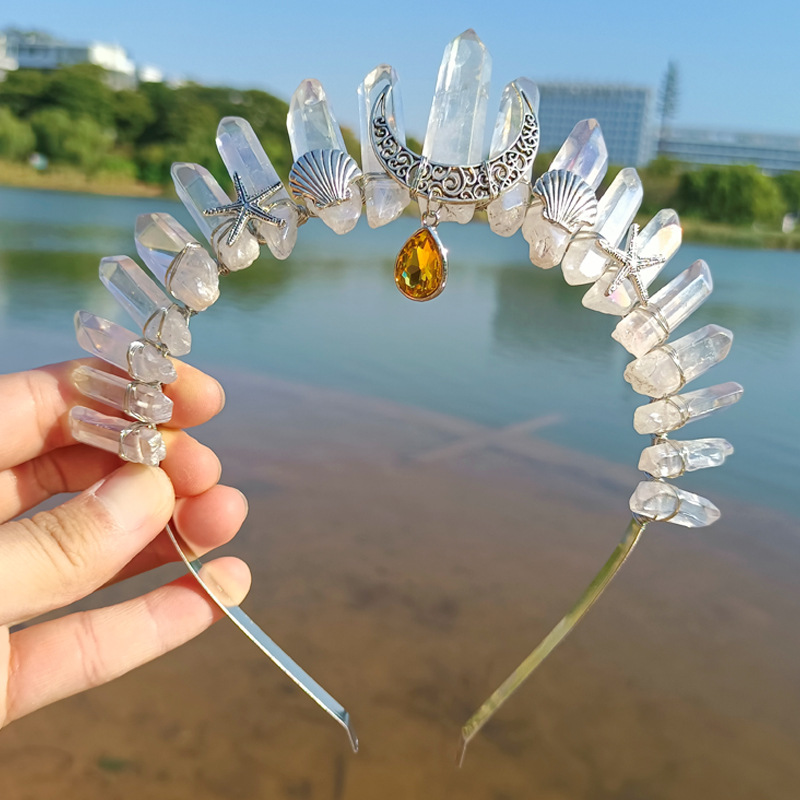 Retro Moon Starfish Crystal Handmade Hair Band display picture 3