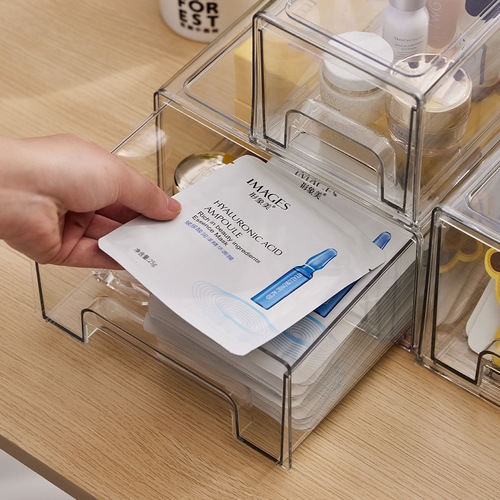 Desktop cosmetics mask storage box acrylic transparent drawer type stackable multi-layer skin care storage box