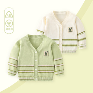 Children's Sweater Knitted Cardigan Autumn Outfit Boys' Baby All-match Coat Baby Spring and Autumn Wool Top Clothes