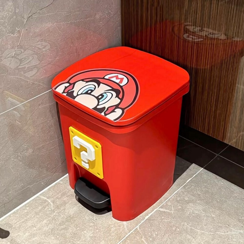 かわいい大きな目のゴミ箱家庭用蓋付き高颜値大容量漫画寝室紙かごトイレごみかご|undefined