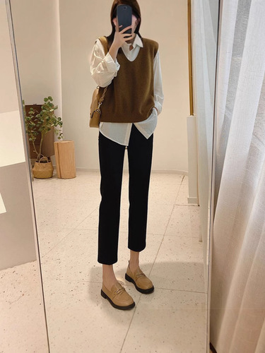 Suit, new style ice silk, 2025, eight-point and nine-point thin style, seasonal cigarette tube pants, women's summer casual trousers, cigarette tube, small man