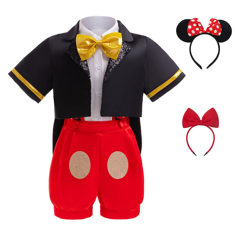 Трансграничный Новый Косплей Микки Детский костюм из трех частей Рождественское сценическое платье Платье на бретелях