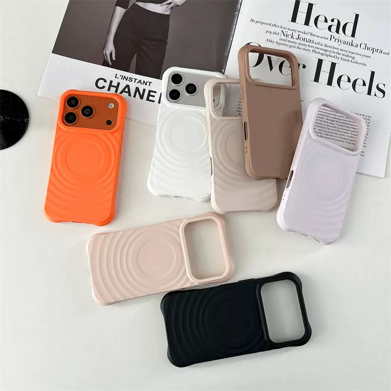 跨境iphone17promax手机壳波漾纹磁吸苹果17大视窗孔软防摔保护套