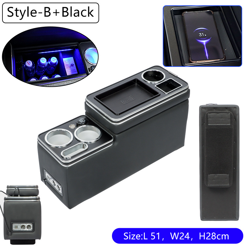 Nissan Console Armrest Box Storage Box for Nissan Serena E-power C27 C28 C26 (Armrest box) - e-power-wireless-charging-black