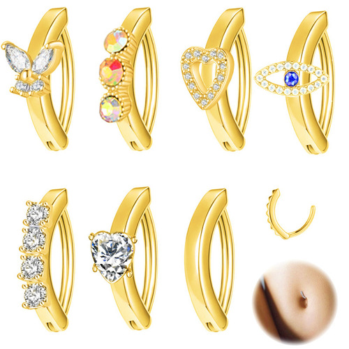 New Fashionable Hot Selling New Style Belly Button Piercing Stainless Steel Zircon Butterfly Men's Belly Ring Piercing Jewelry 