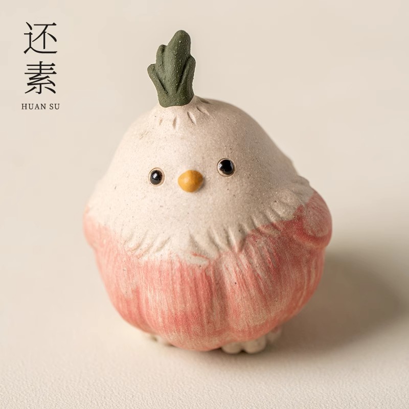 居家家用原矿紫砂蒜头小鸟茶宠摆件手工蒜鸟小茶玩可爱装饰工艺品|undefined