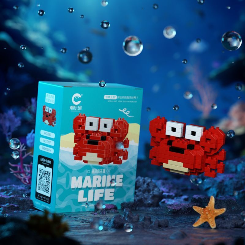 Compatible con Lego Ocean Animal Shark Pez payaso Muñeca de dibujos animados Bloque de construcción de juguete Regalo del día de los niños