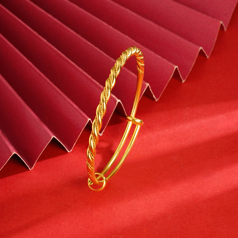 De largo tiempo no se desvanece antiguo arena oro giro abierto-boca pulsera de cobre genuino imitación oro pulsera suministro directo de fábrica Live Broadcast caliente