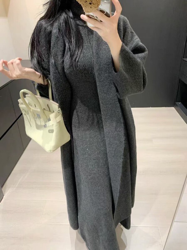 时尚气质高级感针织套装女秋冬新款半高领背心连衣裙+开衫两件套|undefined