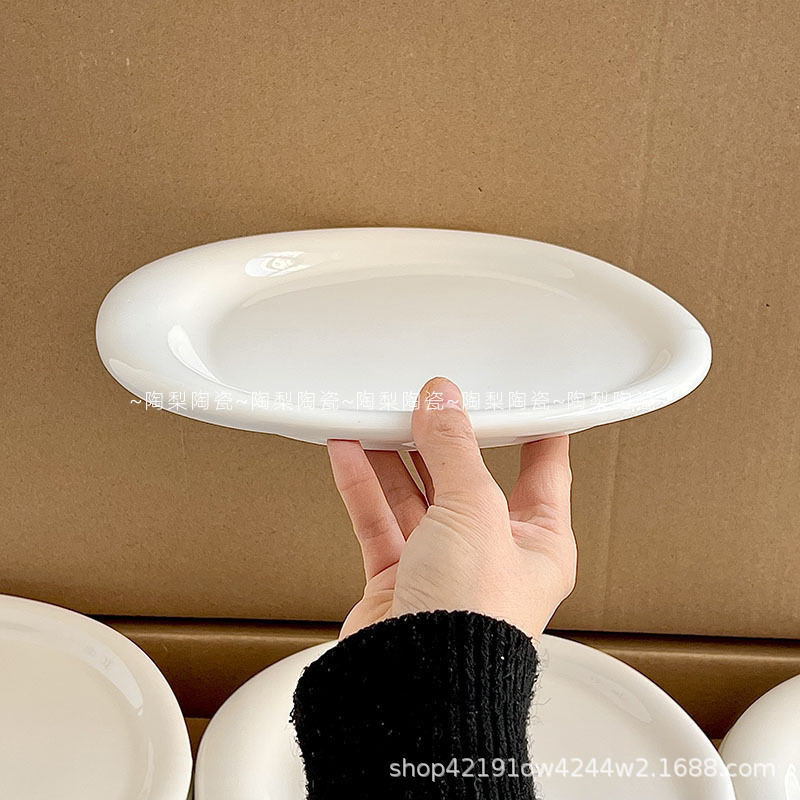 インスタイルセラミックプレートインターネットセレブぽっちゃり食器特殊な形のライト高級プレート朝食ケーキ白いデザートプレート|undefined