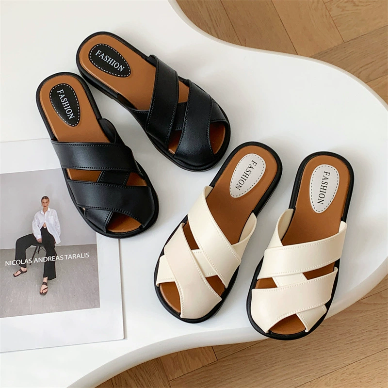 Мода Баотоу тапочки для женщин носить на улице весной и летом новый ретро плетеный полый ленивый тапочки