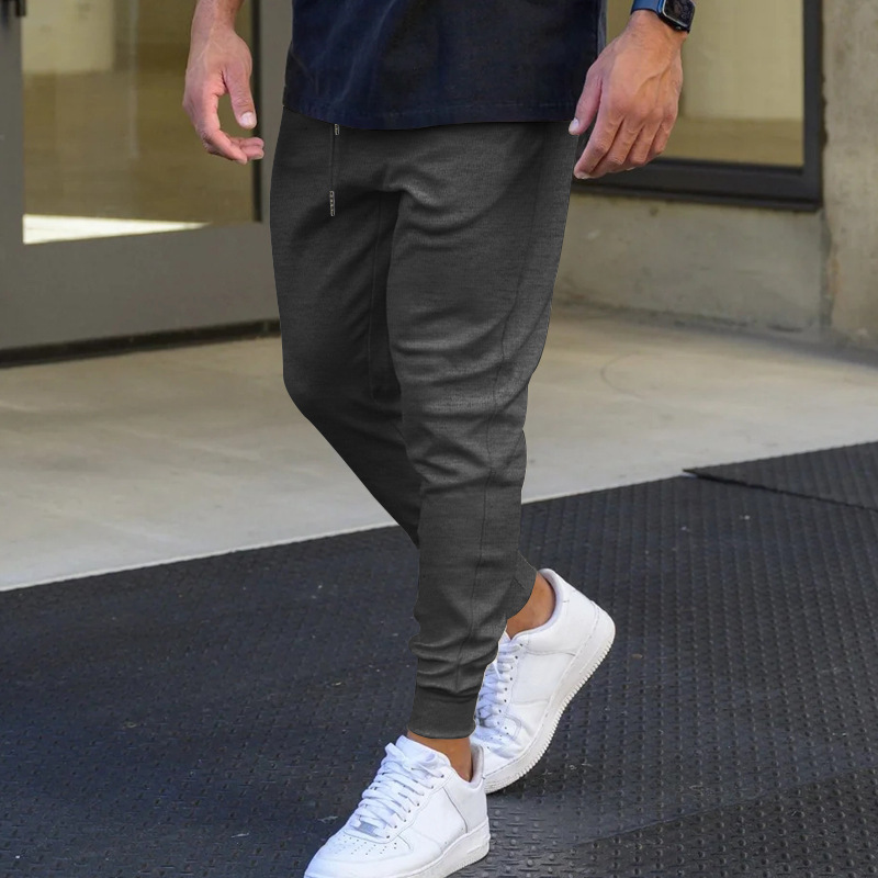 Versatile Men's Slim Fit Casual Pants With Tether Detail_voghion.com