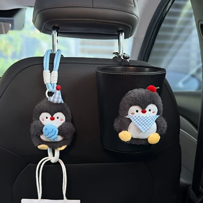 Car storage bag/box Bin and Tissue Box 2-in-1 - party-little-fish-penguin-hook-bib-penguin-trash-can