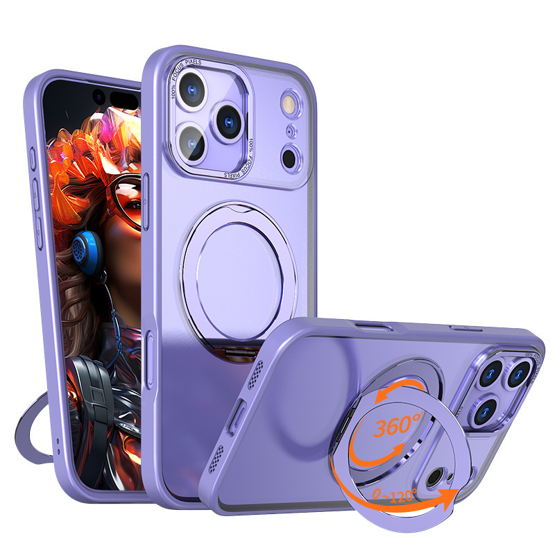 iPhone17promax用スマホケース、スタンド付き、マグネット式、360度回転、16pro用、マットな肌触り、耐衝撃、15対応|undefined