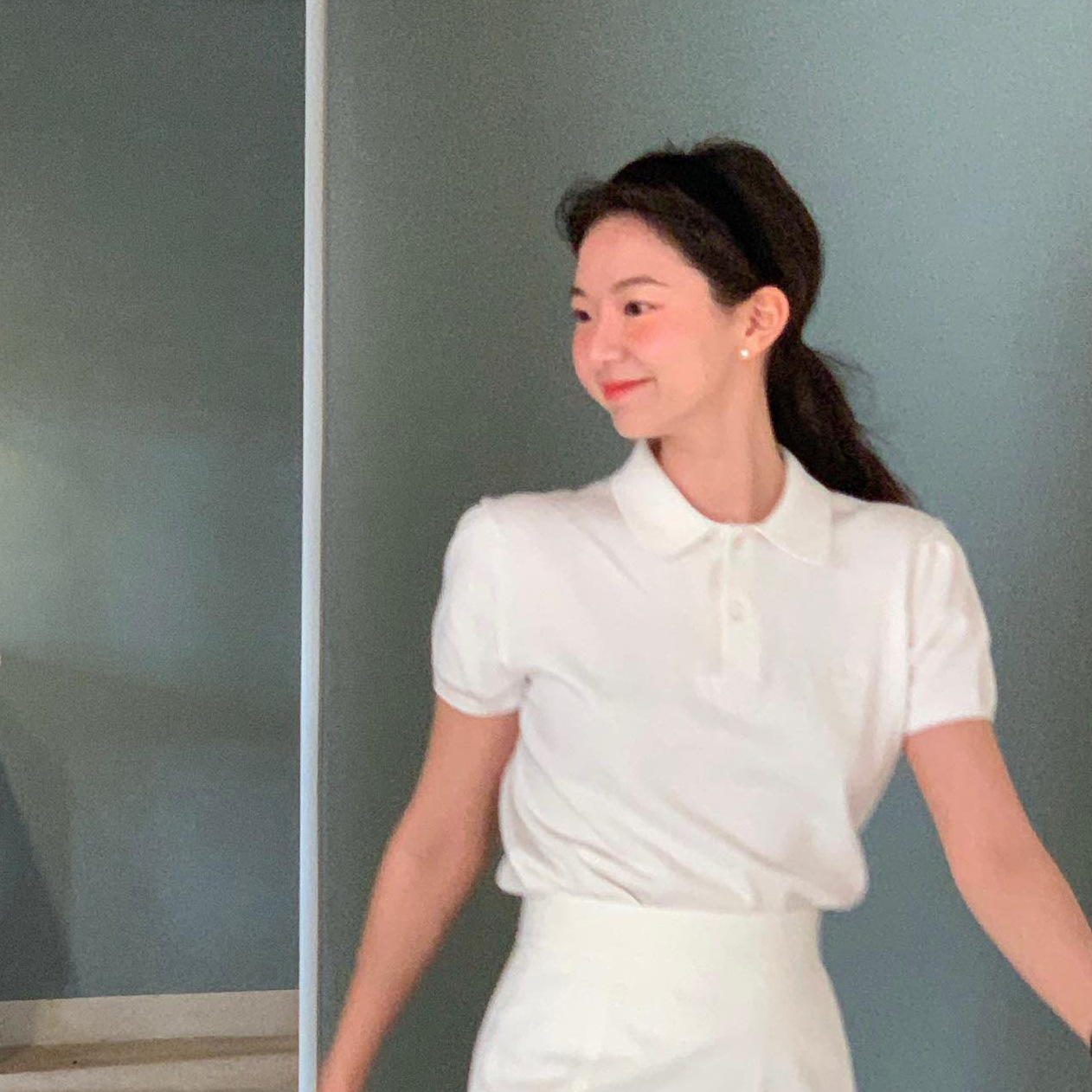 レディース ポロシャツ 丸襟デザインきれいめシンプル半袖ポロシャツ