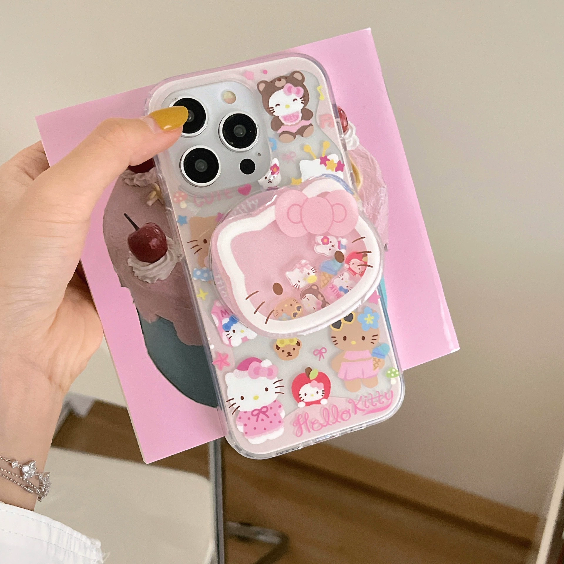 Яблоко, милый фуксия iPhone17 Pro, детская качалка, трубка, чехол для телефона, совместим с iPhone 16/15, iPhone15 Pro, iphone
