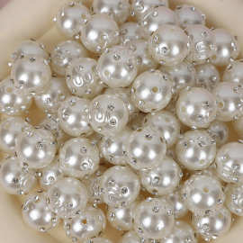 珍珠镶水钻散珠辅料手工DIY配饰纽材料直孔穿线毛衣服装纽扣仿珠