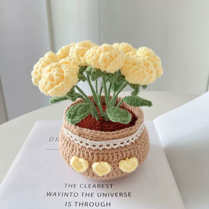 Ручная вязка DIY шерстяной букет, материал, пакет, тюльпан, ромашка, в горшке, вязаный крючком, домашний орнамент, цветок Z820