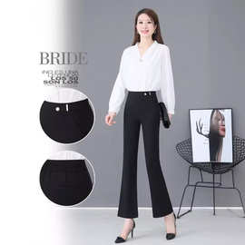 美腿裤女黑色喇叭裤夏季时尚百搭显瘦弹力裤裤子女微喇裤休闲百搭