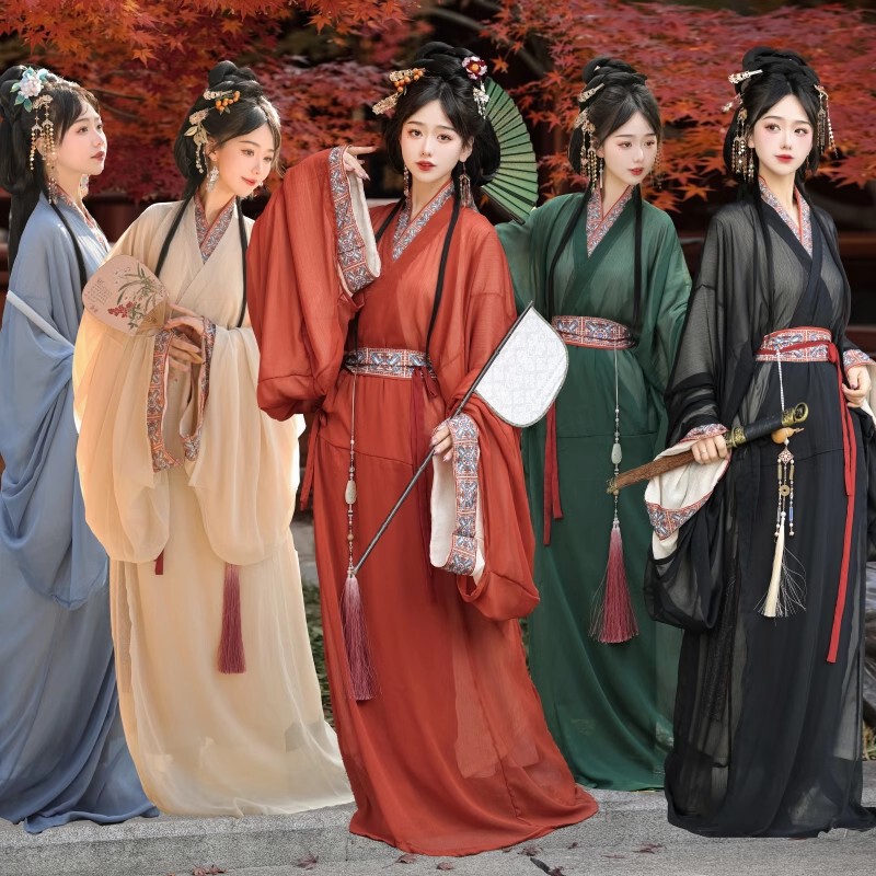 New Style Mengyu Warring States Robe, Restored Version of the Ma Shan Chu Tomb Robe, Daily Straight Hem Robe, Hanfu for Women, with a Large Trailing Hem