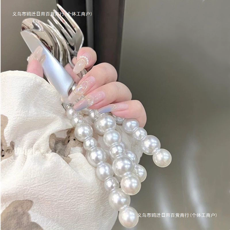 Набор столовых приборов из нержавеющей стали в стиле лёгкой роскоши для студентов, 4 предмета, с керамическими ручками, пищевой керамики, высококачественные ложка, нож и вилка