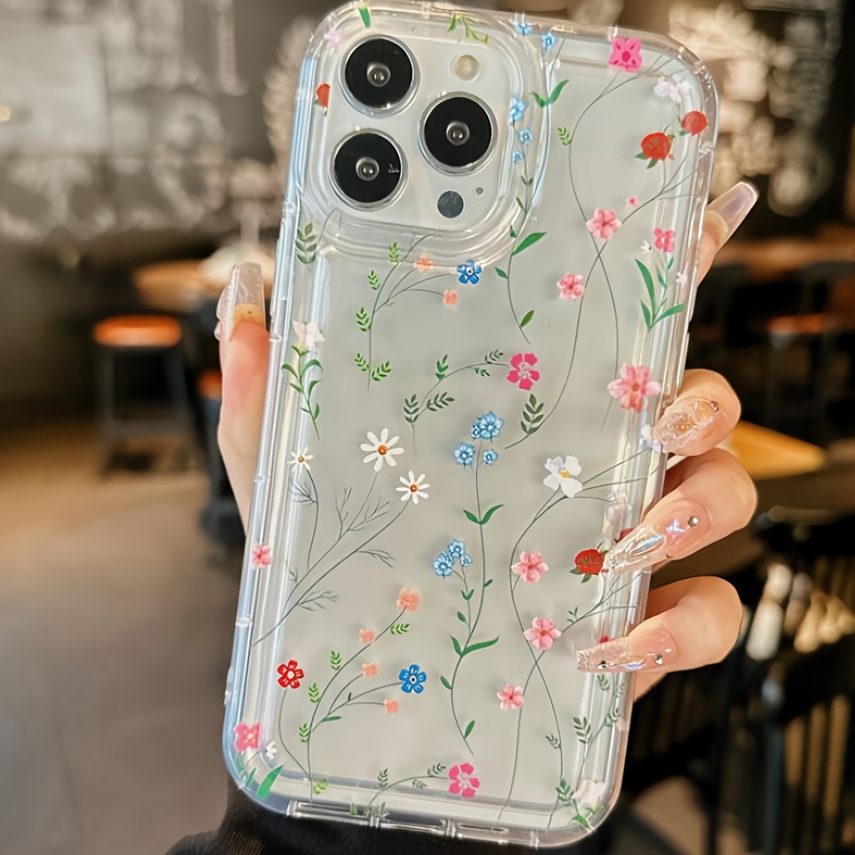 彩色花藤适用苹果16/15/14/13/12promax减震气囊手机壳iphone11软