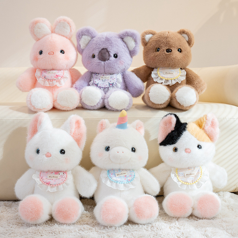 Correr animales pequeños conejos juguetes de peluche lindo gato de tres flores muñeca muñeca almohada regalo del día de los niños