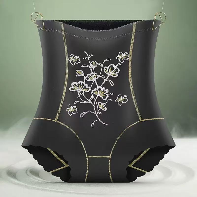 Pantalones de vientre de cintura alta bordados tridimensionales exquisitos de alto lujo, sin costuras, transpirables, ropa interior de mujer de gran tamaño, pantalones de cuerpo de cintura moldeados