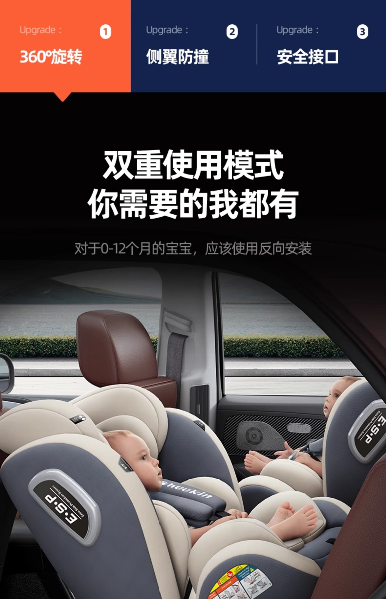 Suitable for Kids Safety Seats for Cars, Baby Car-Mounted 360-Degree Rotating Portable Seats 0-Its
