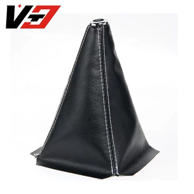 Amazon Car Modified Interior Gear Head Shift Lever Pu Dust Cover Gear Lever Gear Lever Dust Cover Accessories (Sürətlər qutusu və əl tormozu başlıqları) - black-leather-bright-cover-white-line